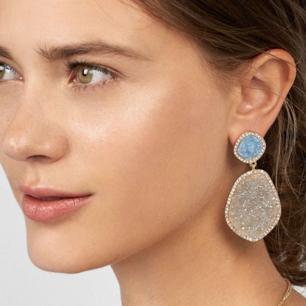 BOGO🎁 NEW Anthro Moonlight Drop Druzy Earrings - Picture 5 of 8